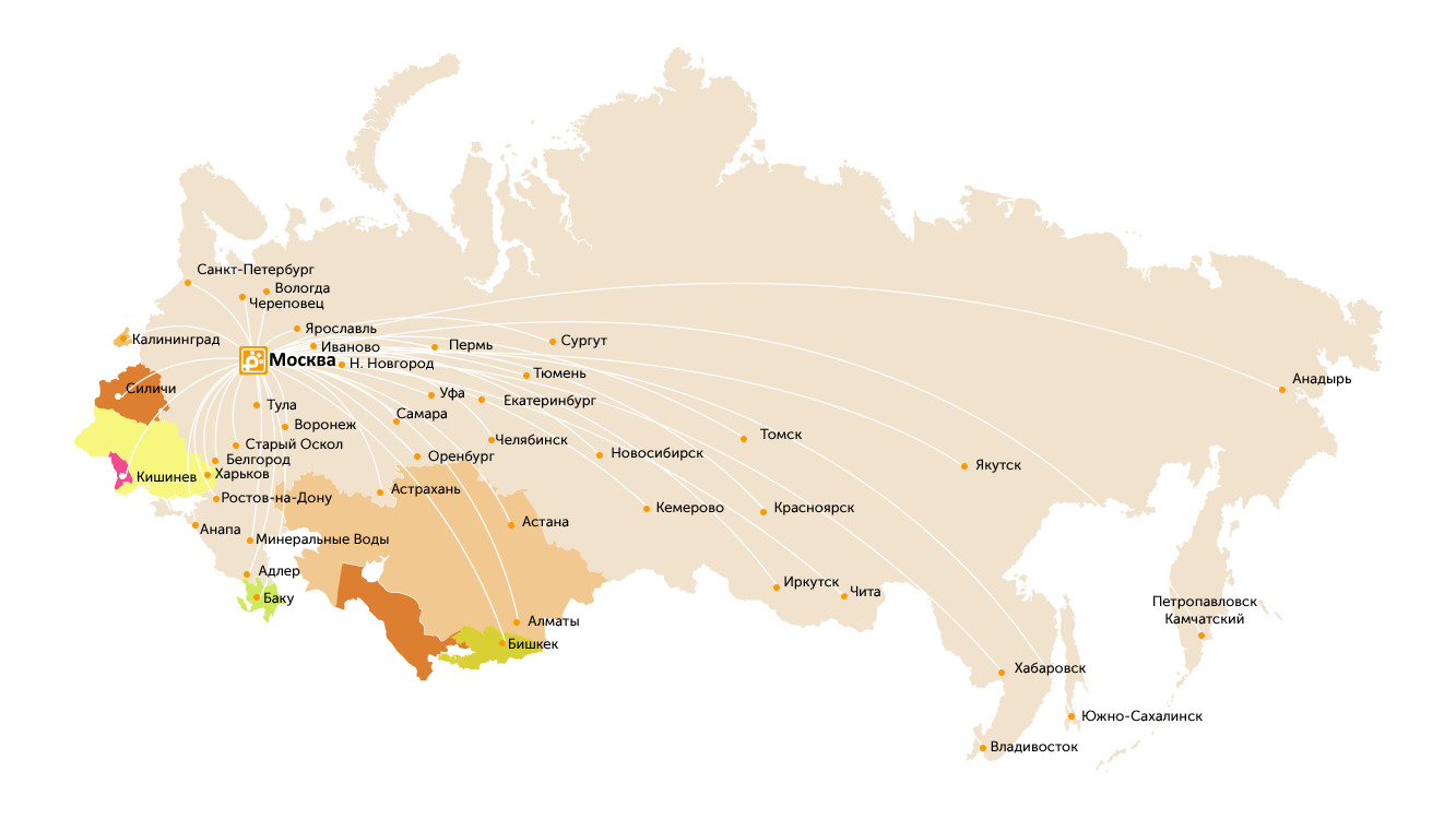 География работ компании в Москве и по стране