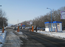 Выезд с парковки аэропорта Минводы